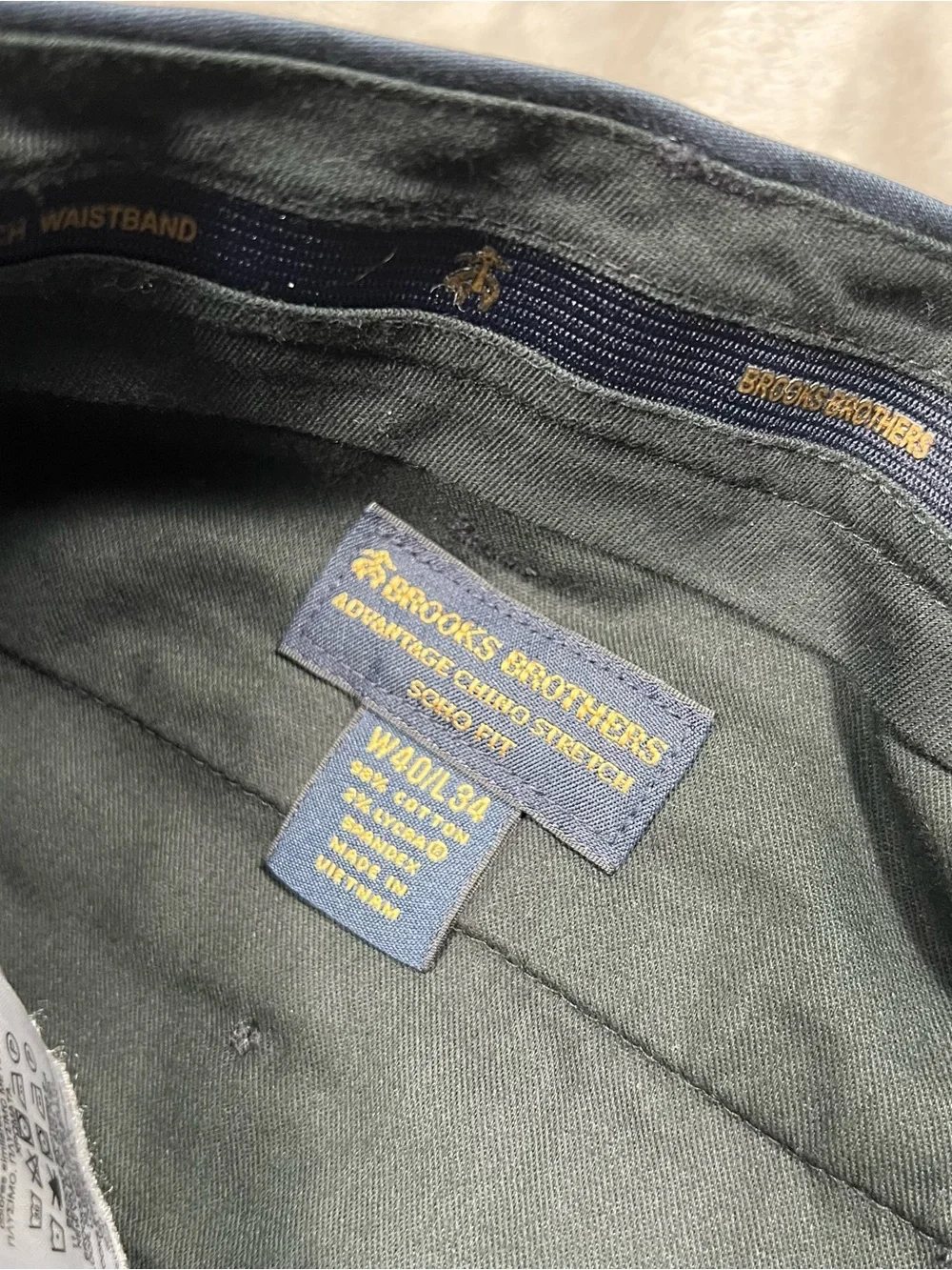 NWT Brooks Brothers Advantage Soho Chino Pants Mens 40x34 Blue Stretch Preppy